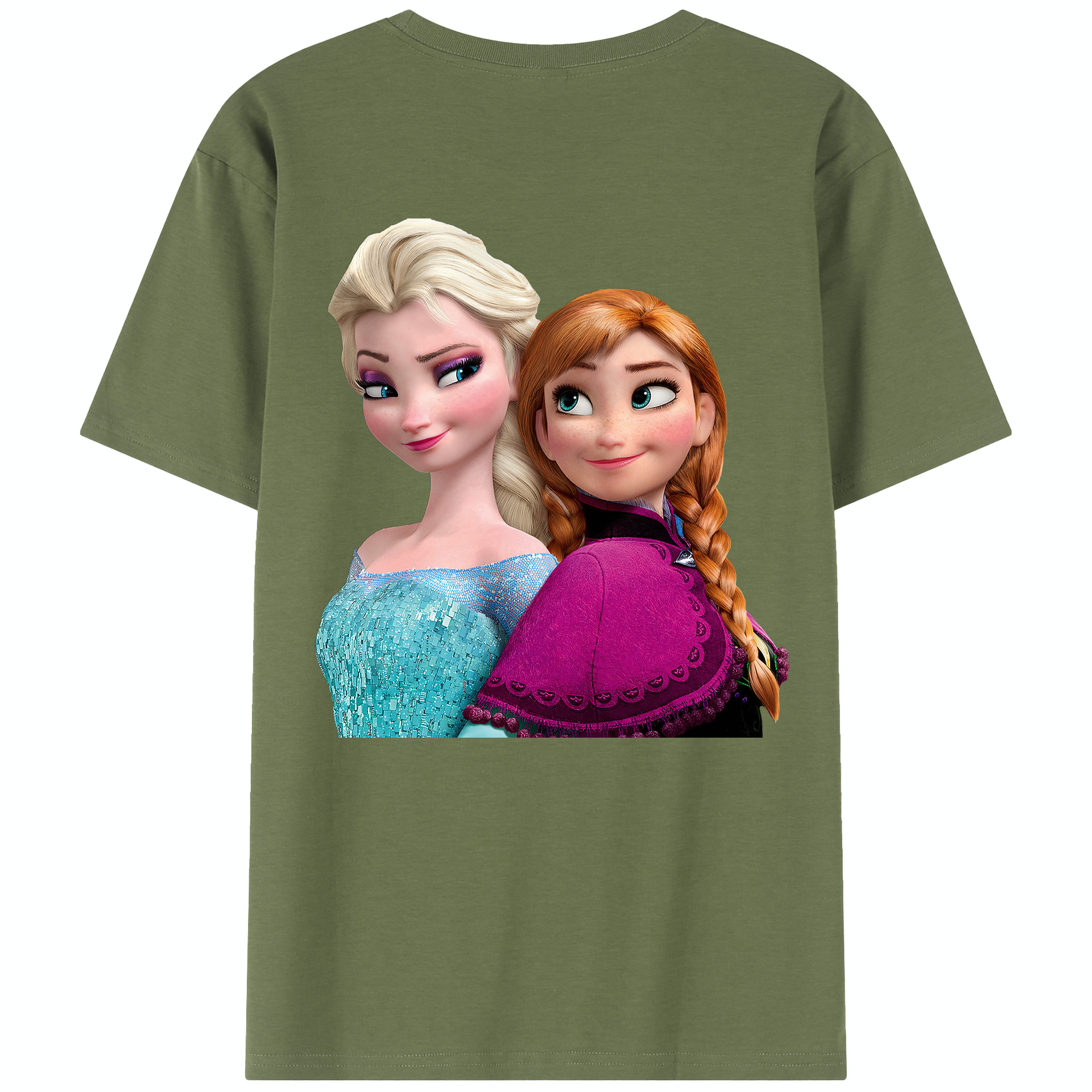 （画像用） アナと雪の女王 アンナ エルサ Frozen Anna Elsa 綿100％半袖Tシャツ（背面プリント）
